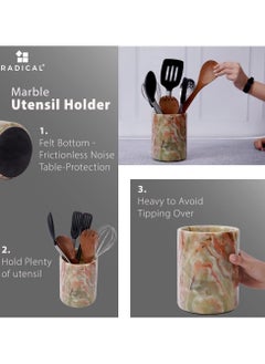 RADICALn RADICALN Handmade Marble Utensil Holder Green Kitchen Organizer Home Accessories  - Image 4