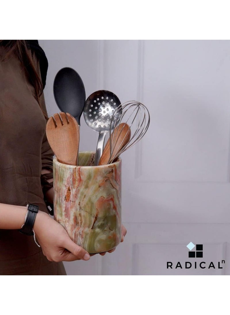 RADICALn - RADICALN Handmade Marble Utensil Holder Green Kitchen Organizer Home Accessories - Image 1