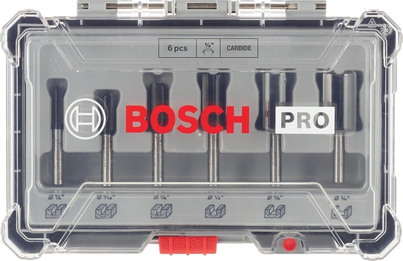 BOSCH Professional 6 Pcs Router Bit Set With Straight Bits With 1/4"Mm Shank, Suitable For Gkf 550 Plam Router - Image 2