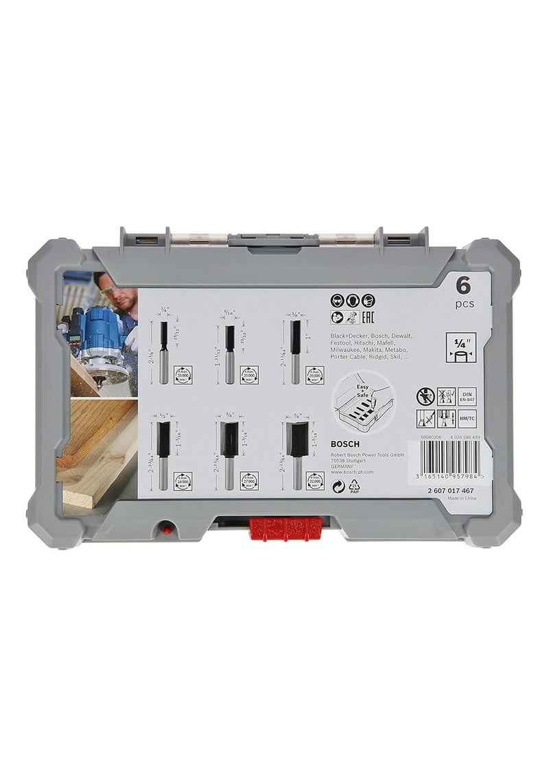 BOSCH Professional 6 Pcs Router Bit Set With Straight Bits With 1/4"Mm Shank, Suitable For Gkf 550 Plam Router - Image 3