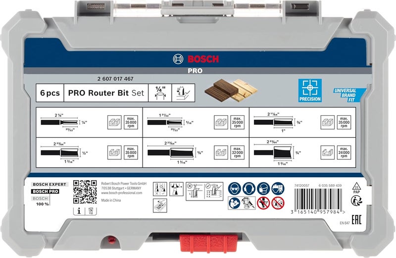 BOSCH Professional 6 Pcs Router Bit Set With Straight Bits With 1/4"Mm Shank, Suitable For Gkf 550 Plam Router - Image 4