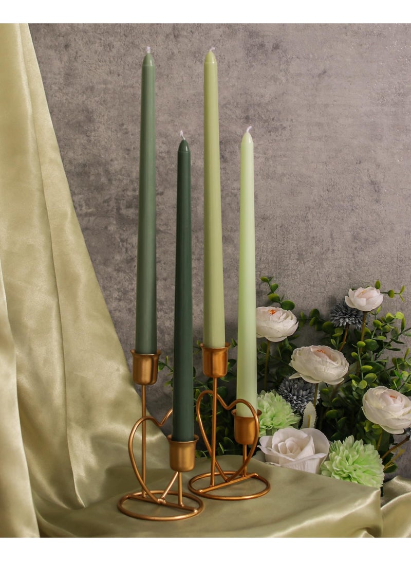 Taper Candles 10 Inch Green Set of 12 Unscented, Dripless, Smokeless Long Tall Tapered Candlesticks Wedding Home Decor Dinner Natural Color Series - Image 3