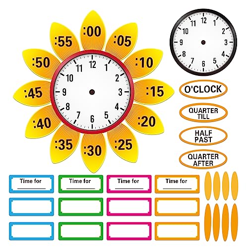 WhatSign Telling Time Bulletin Board Decorations 38Pcs Telling Time Bulletin Board Set Learning to Tell Time Clock Cutouts Telling Time Teaching Clock for Kids Classroom Must Have Teacher Supplies - Image 1