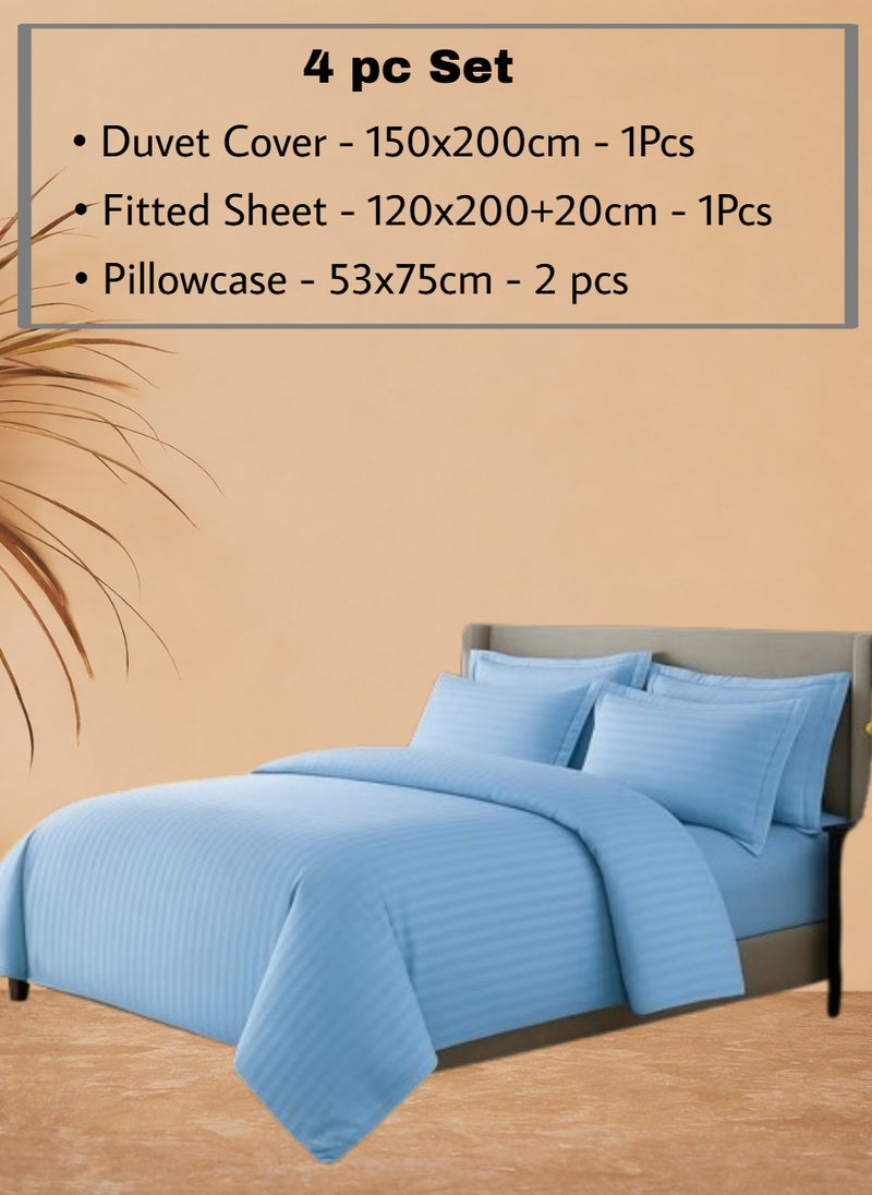 REDTOMMY طقم أغطية لحاف بحجم فردي مكون من 4 قطع – غطاء لحاف (150x200 سم)، ملاءة مشدودة (120x200+20 سم) و 2 غطاء وسادة (53x75 سم)، اللون - أزرق سماوي - Image 2
