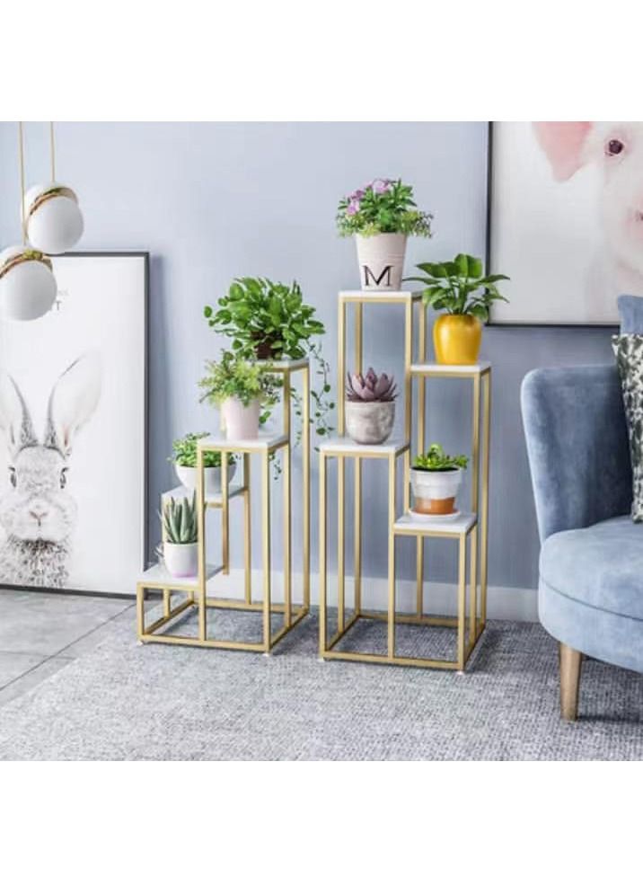 LINGWEI Metal Flowers Stand Display Shelf Flowers Stand Marble Plant Pot Holder Display Rack Flower Herbs Holder Garden Decorative Item - Image 3
