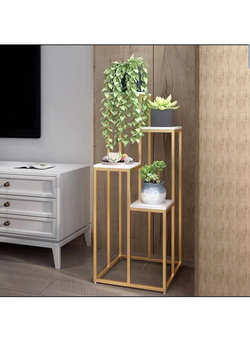 LINGWEI Metal Flowers Stand Display Shelf Flowers Stand Marble Plant Pot Holder Display Rack Flower Herbs Holder Garden Decorative Item - Image 1