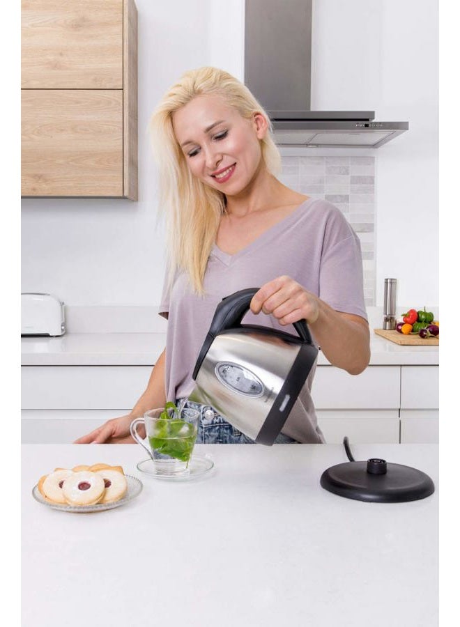 Mixpresso غلاية كهربائية من الفولاذ المقاوم للصدأ، وعاء بدون سلك سعة 1.2 لتر، غلاية ماء كهربائية محمولة، وعاء غليان قوي 1500 واط، غلاية ماء، غلاية شاي كهربائية مع حماية من الغليان الجاف - Image 5
