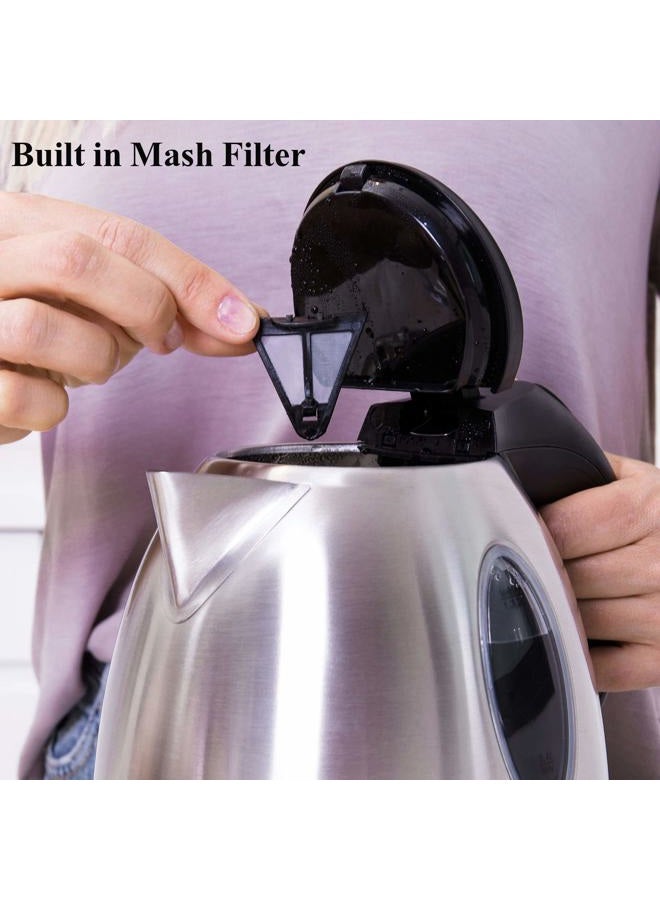 Mixpresso غلاية كهربائية من الفولاذ المقاوم للصدأ، وعاء بدون سلك سعة 1.2 لتر، غلاية ماء كهربائية محمولة، وعاء غليان قوي 1500 واط، غلاية ماء، غلاية شاي كهربائية مع حماية من الغليان الجاف - Image 4
