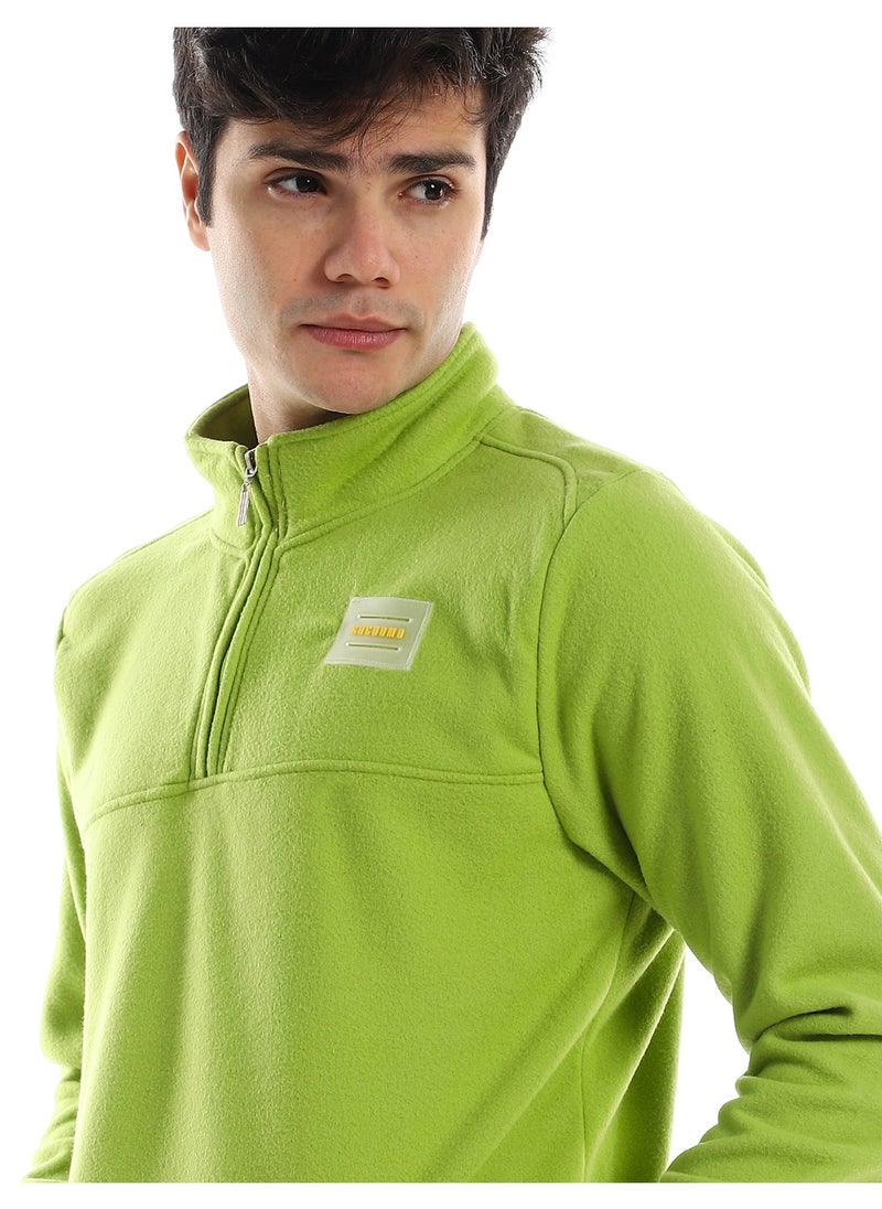 Andora - Hips Length Zip Through Neck Sweater - Pistachio - Image 1