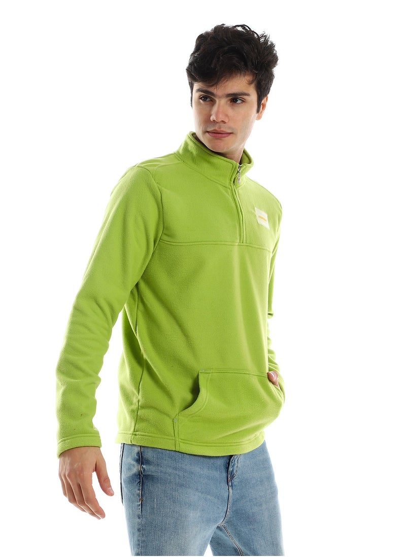 Andora - Hips Length Zip Through Neck Sweater - Pistachio - Image 1