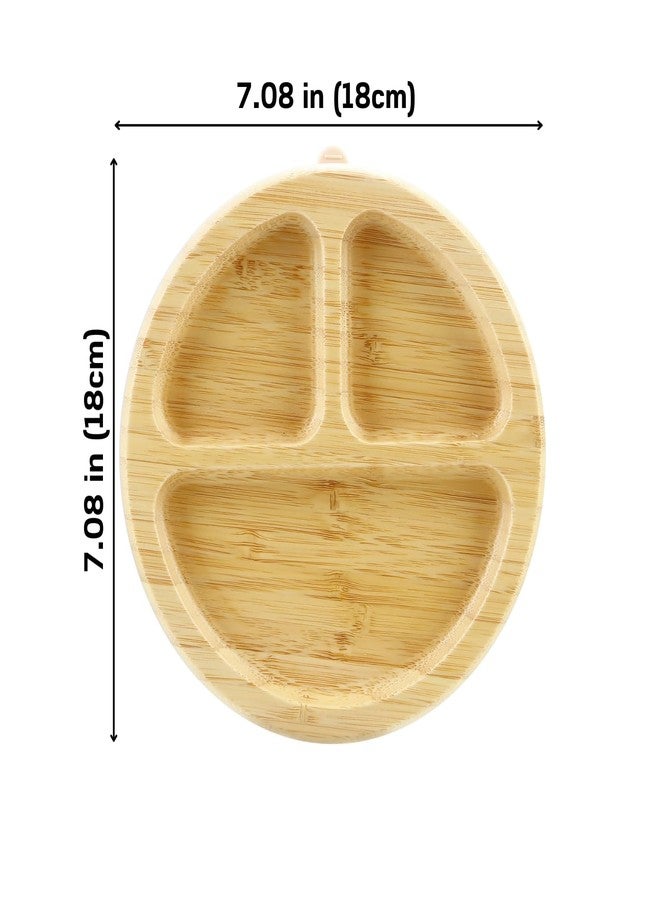 PandaEar Bamboo Suction Plate, Wooden Baby Plates with Silicone Spoons for Toddlers & Kids, Divided Non-Slip Wooden Plate Feeding Supplies - Image 5