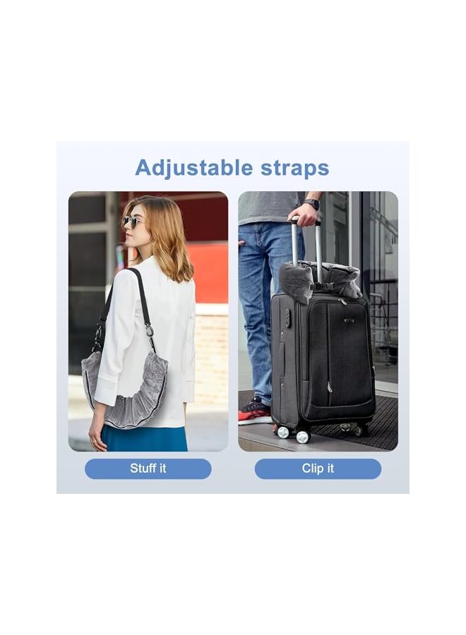 The Bros Stuffable Travel Pillow for Extra Luggage, Velvet Travel Neck Pillow Storage Bag with Adjustable Neck Size, Fits About 6 T-Shirts Travel Essentials Multifunctional Sleeping Rest Cushion - Image 4