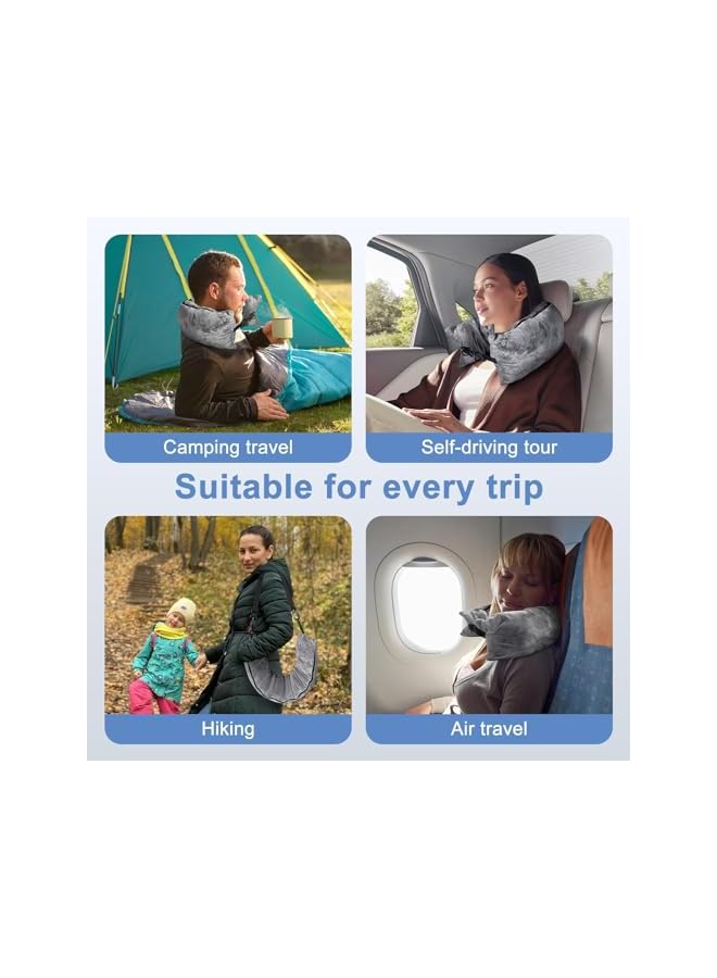 The Bros Stuffable Travel Pillow for Extra Luggage, Velvet Travel Neck Pillow Storage Bag with Adjustable Neck Size, Fits About 6 T-Shirts Travel Essentials Multifunctional Sleeping Rest Cushion - Image 5