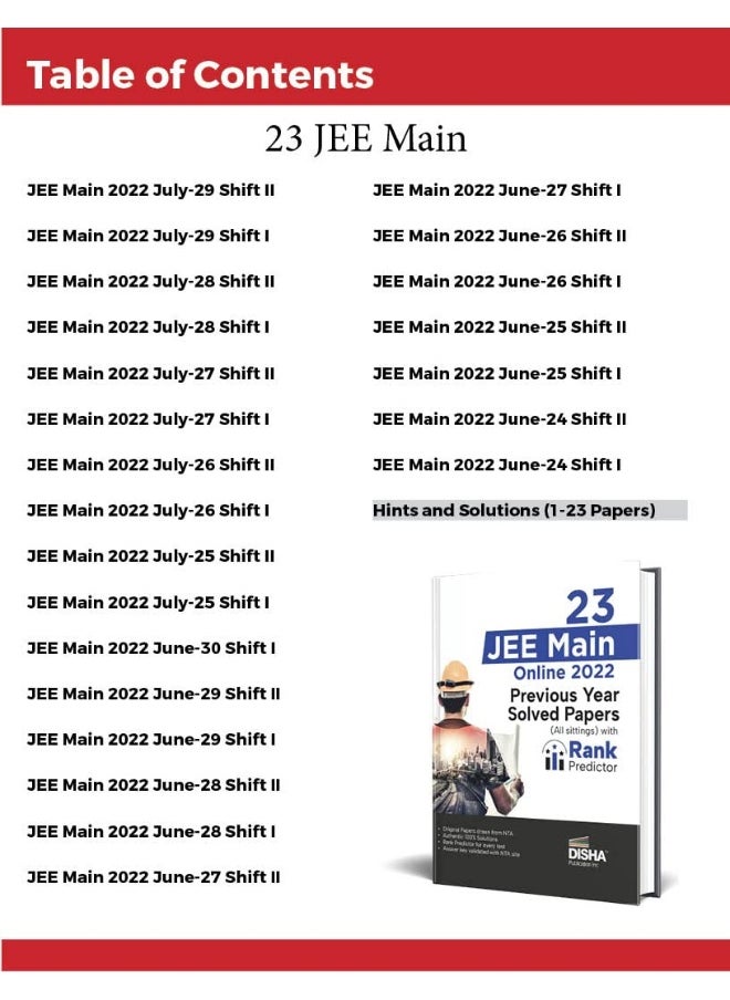 Disha 23 JEE Main Online 2022 Previous Year Solved Papers (All sittings) with Rank Predictor [Paperback] Disha Experts  - Image 2
