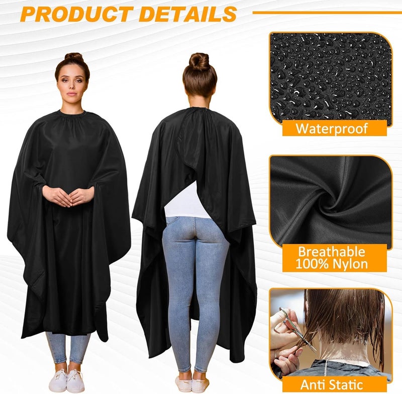 Foreignholics Professional Hair Cutting Salon Barber Apron Sheet for Hair Dressing/Styling/Colouring Waterproof Salon Cape - 64" x 56"(Black, Pack of 6) - Image 3