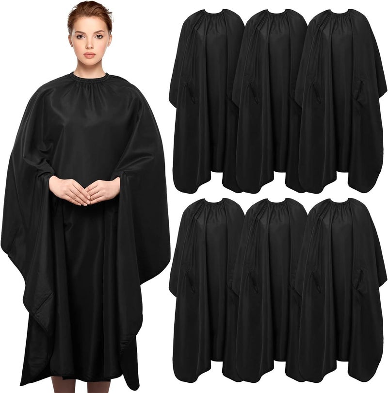 Foreignholics Professional Hair Cutting Salon Barber Apron Sheet for Hair Dressing/Styling/Colouring Waterproof Salon Cape - 64" x 56"(Black, Pack of 6) - Image 1