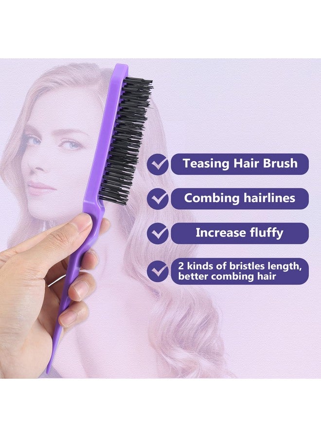 او بروشزوو فرشاة شعر من براشزو مع مجموعة مشط لتصفيف الشعر وفك تشابك الشعر للنساء والرجال والأطفال، مجموعة فرشاة شعر مجعدة مع فرشاة لفك تشابك الشعر، فرشاة شعر مشط ذيل الفئران (أرجواني) - Image 3