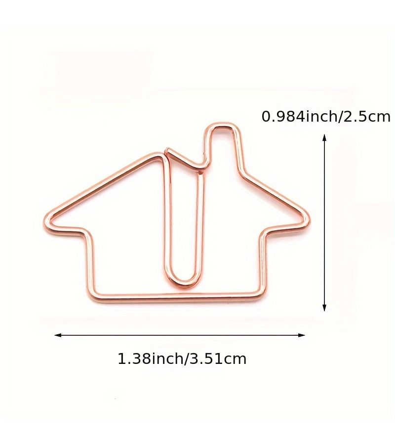 A Set Of 30 Rose Golden Iron Paper Clips House Shape For Organizing Office Documents Student Papers And Colorful Files - Image 2