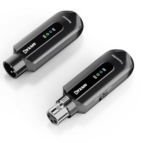 KYXAIN Wireless Microphone Transmitter Receiver 2.4GHz, Wireless Microphone Adapter Rechargeable XLR Transmitter Receiver for Mixer PA Speaker DSLR Camera, 48V Phantom Power for Condenser Mic - Image 1