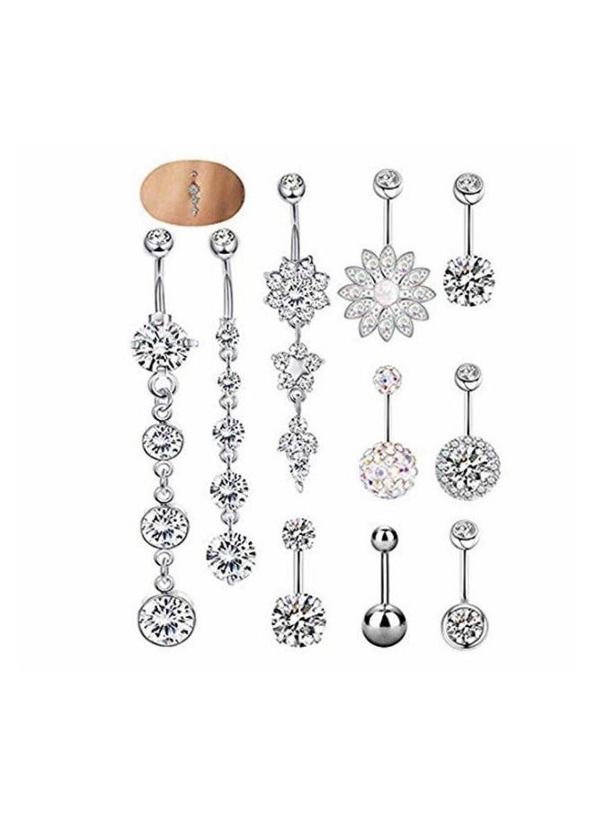 PEI  AN 10-Piece Stainless Steel Button Belly Ring Set  - Image 1