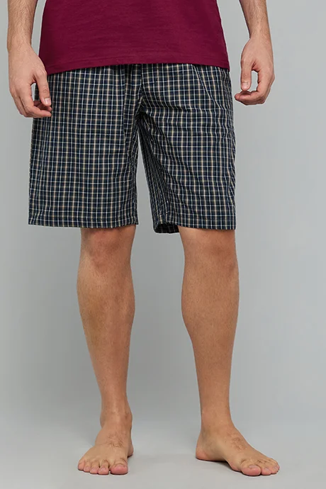 R&B Checked Lounge Shorts with Drawstring Waist