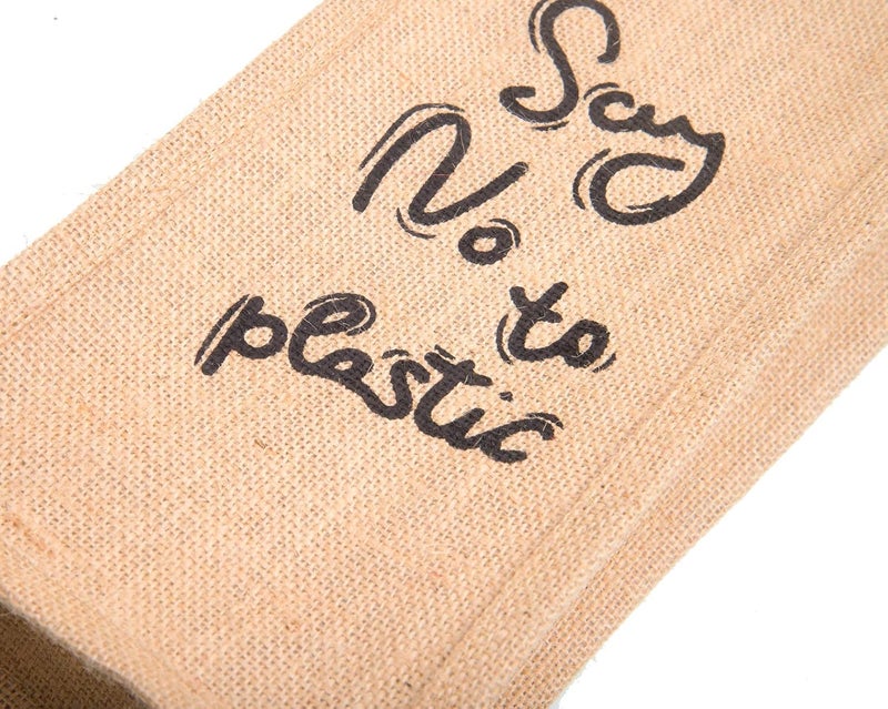 HB Jute Water Bottle Bag Gift or Wine Bottle Carry BagCover No to Plastic Beige - Image 3