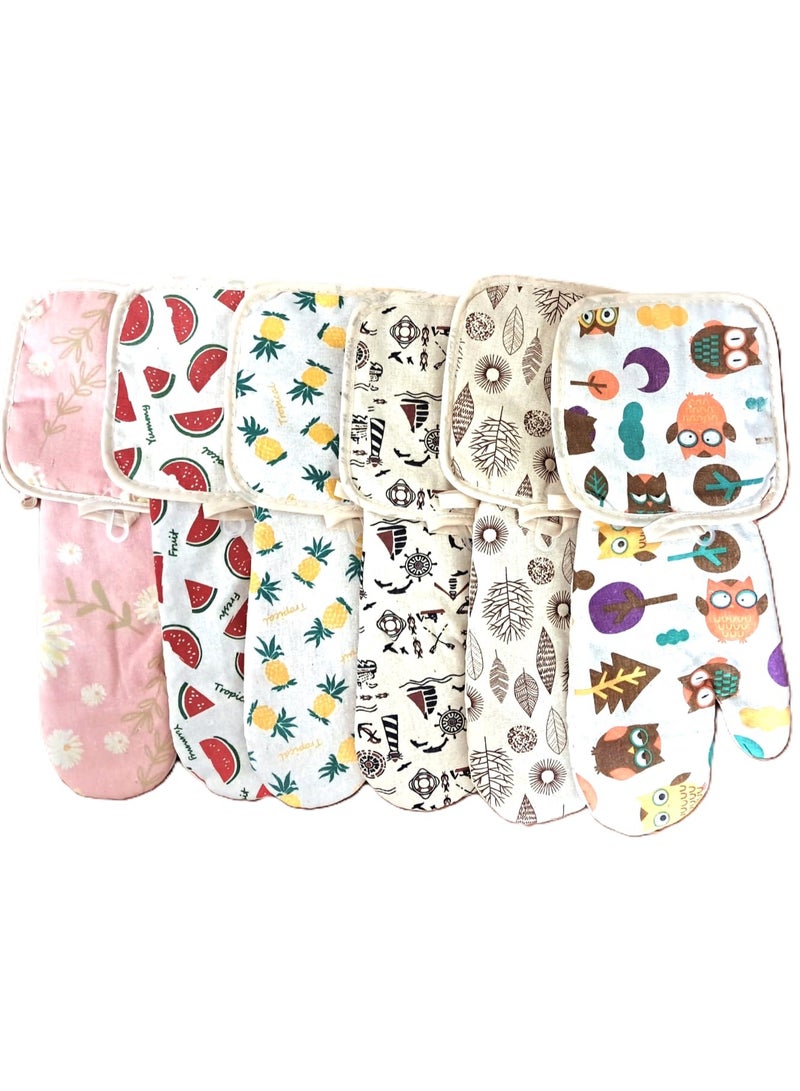 2-Piece Insulated Oven Glove in Multicolor Linen  - Image 1