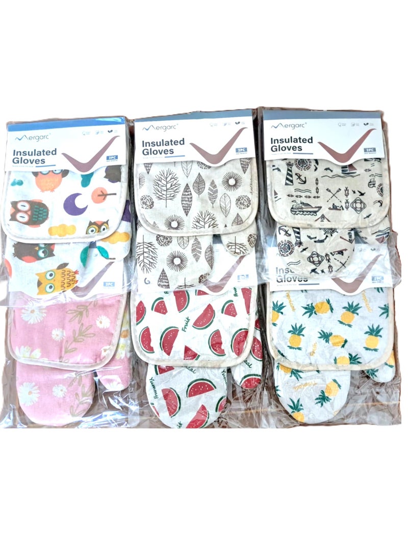 2-Piece Insulated Oven Glove in Multicolor Linen  - Image 3