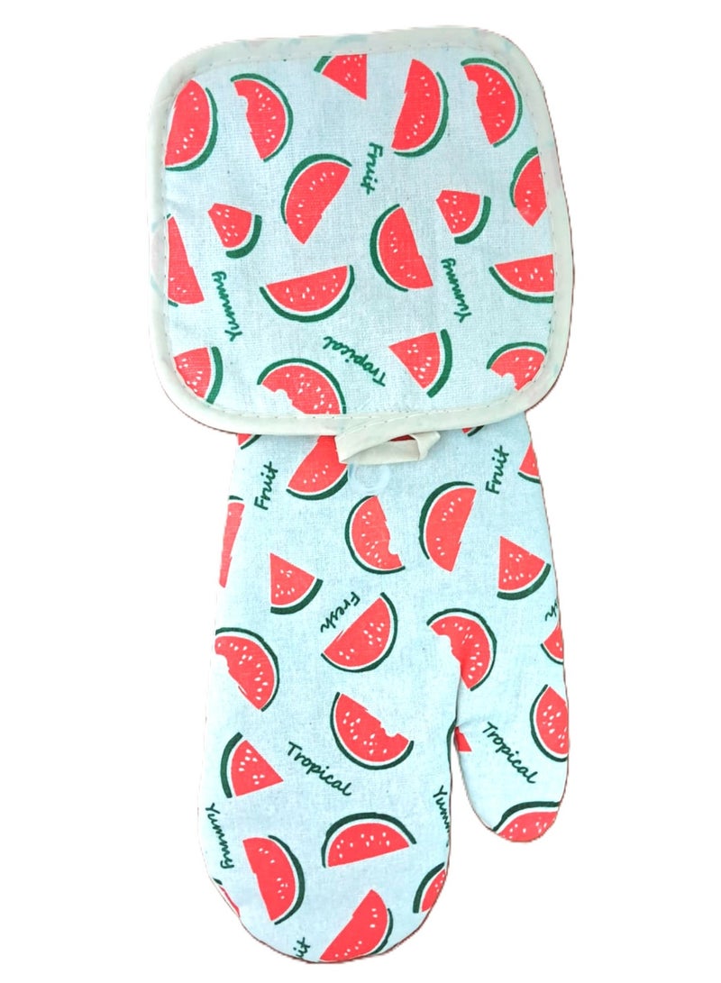 2-Piece Insulated Oven Glove in Multicolor Linen