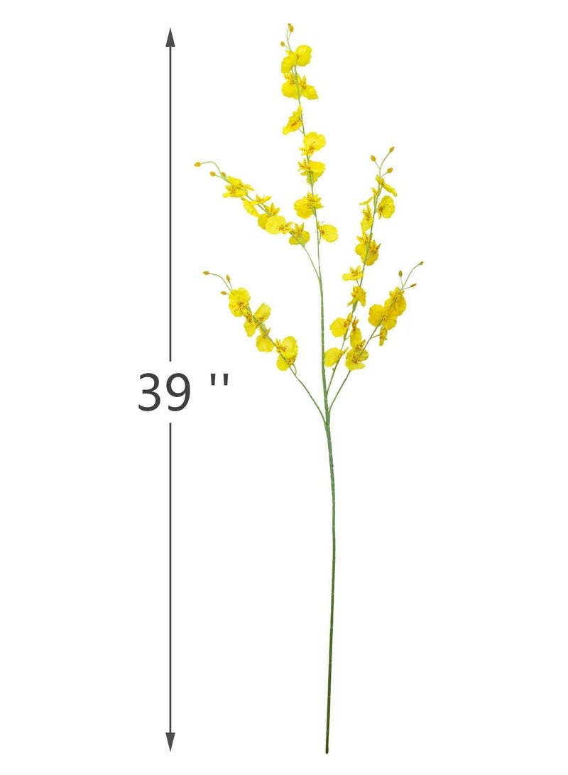 ٦ سيقان أوركيد صناعي فاخرة - ٥ أزهار طبيعية المظهر في كل ساق - لتزيين المنزل بألوان مميزة - Image 4