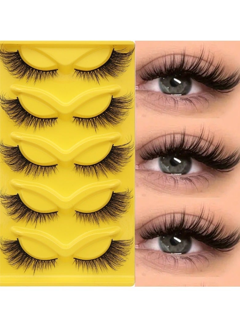 جلامكيت رموش صناعية طبيعية طويلة الأمد قابلة لإعادة الاستخدام تدوم طويلاً رموش صناعية للسيدات للحفلات رموش صناعية ثلاثية الأبعاد (5 أزواج) - Image 1