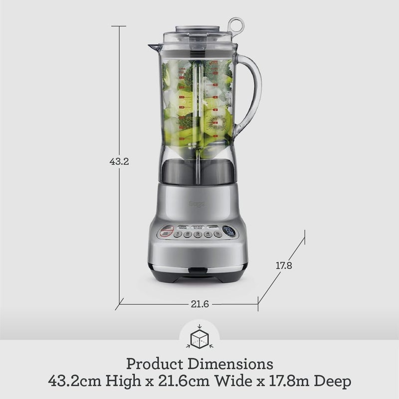 Sage - The Fresh & Furious Blender –1.5L BPA-Free Tritan Jug, Smoothie and Ice Crush Presets, 5 Speeds, LCD Display, Auto Clean – Stainless Steel- KSA Version, 2 Year Manufacturer Warranty - Image 5