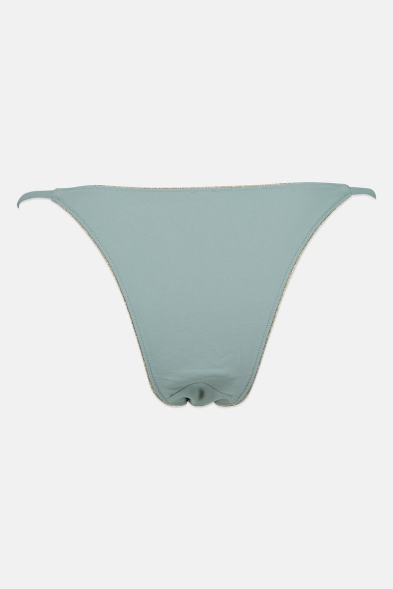 oysho Women Textured Bikini Bottom, Sage  - Image 3