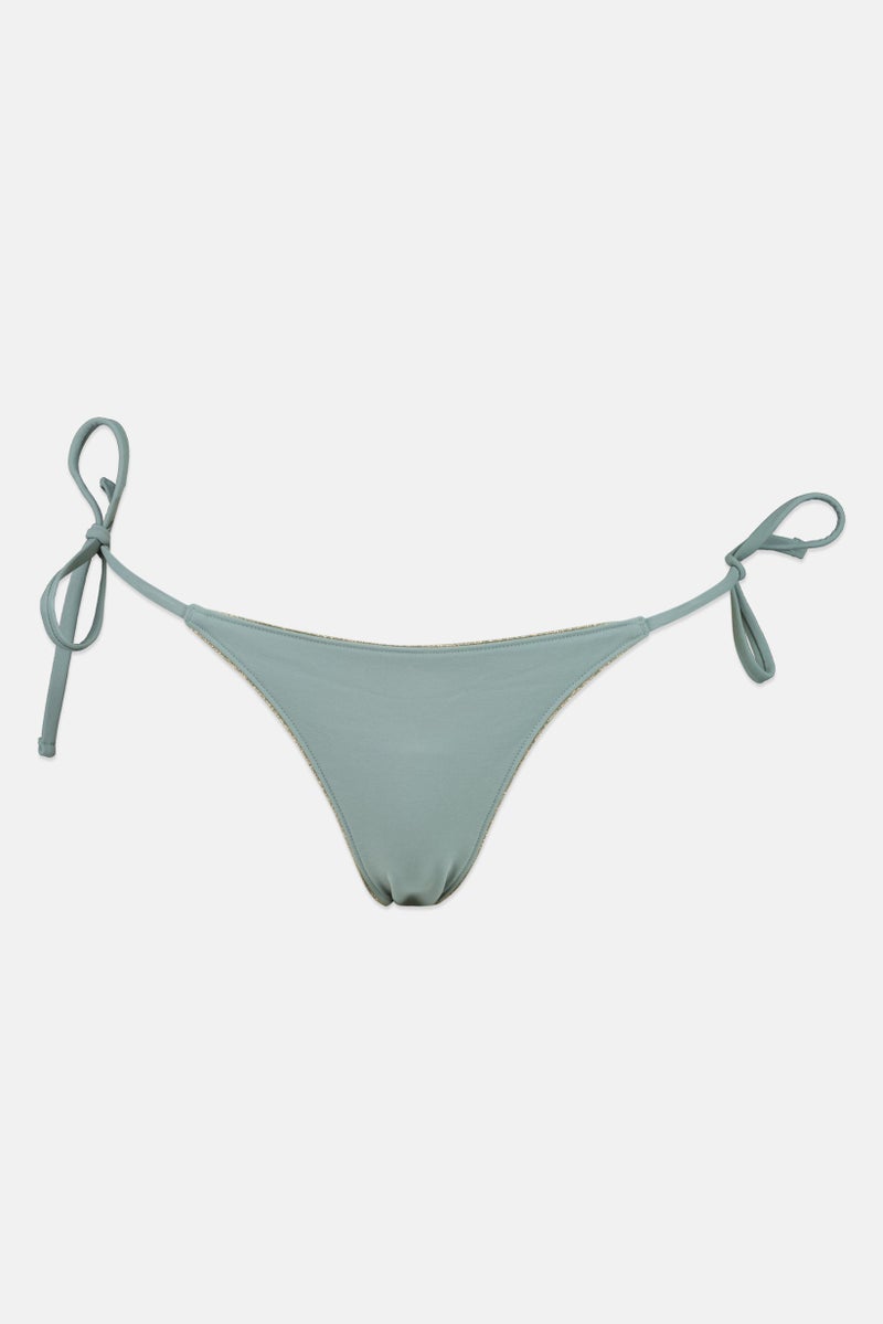 oysho Women Textured Bikini Bottom, Sage  - Image 2
