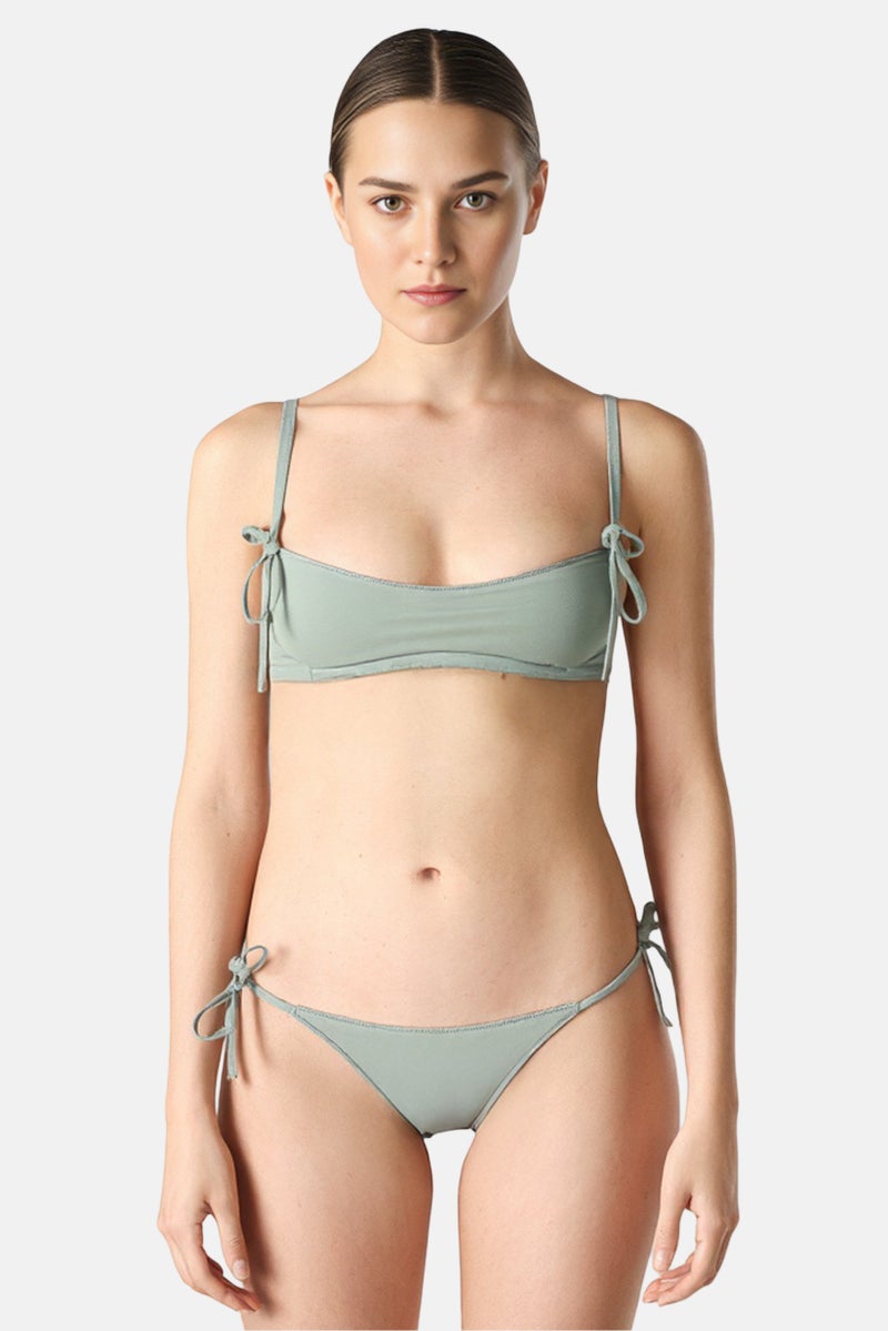 oysho Women Textured Bikini Bottom, Sage  - Image 1