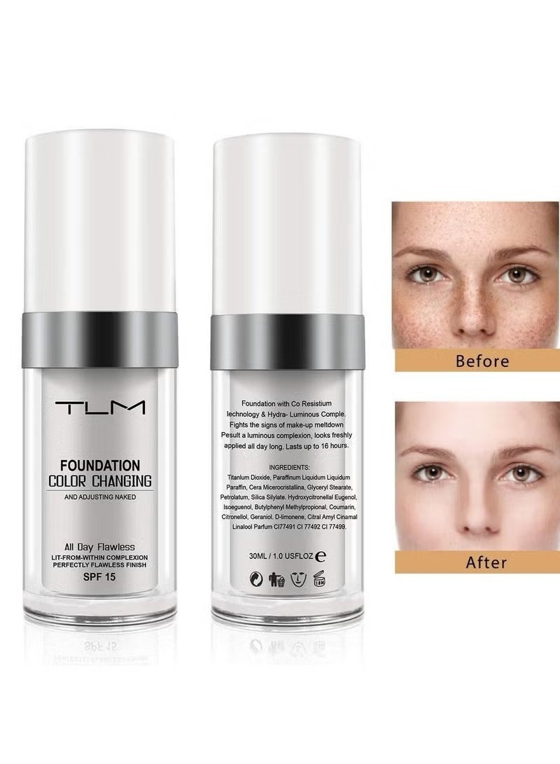 TLM color-changing foundation for different skin tones, liquid foundation with full coverage in a nude shade, concealer. - Image 3