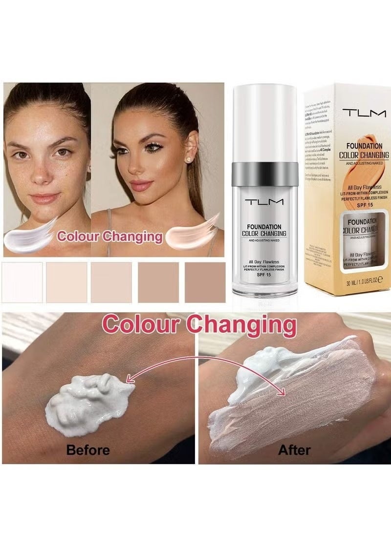 TLM color-changing foundation for different skin tones, liquid foundation with full coverage in a nude shade, concealer. - Image 2