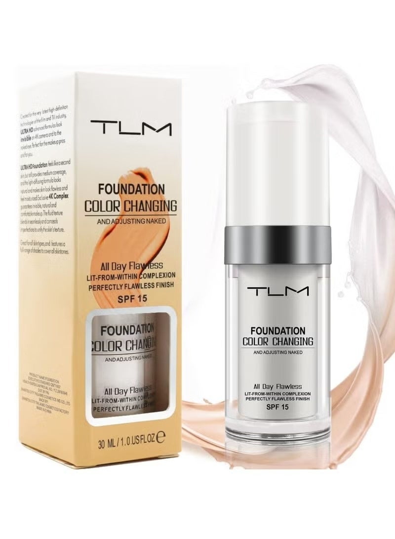 TLM color-changing foundation for different skin tones, liquid foundation with full coverage in a nude shade, concealer. - Image 1