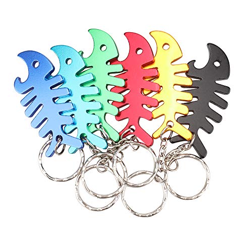 SWATOM Fish Bone 6PCS Bottle Opener Keychain Beer Openers Tool Key Chain Ring Accessories - Image 1