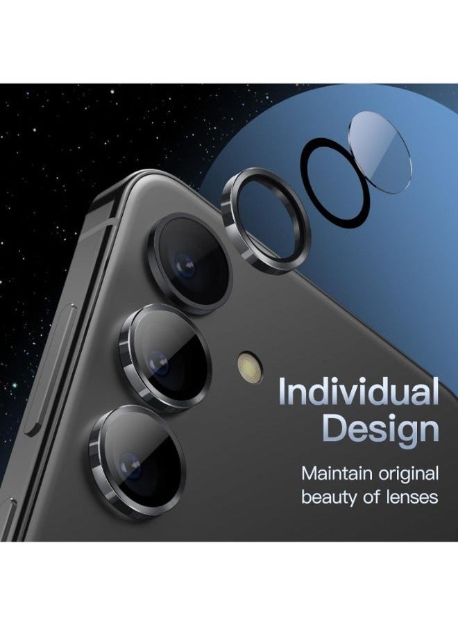 ويكسون واقي عدسة الكاميرا لموبايل سامسونج جالاكسي S25 بلس، غطاء حلقي فردي من الزجاج المقوى بدرجة صلابة 9، سهلة التركيب، شفاف HD، مجموعة واحدة (أسود) - Image 5