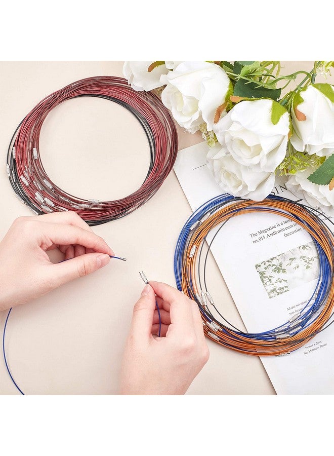 UNICRAFTALE 75Pcs 17.5Inch 5 Colors Wire Necklace Stainless Steel Wire Necklace Choker Necklace With Brass Screw Clasp Wire Necklace Chains Wire Necklace Cord Diy Jewelry Making14.5Mm Diamater - Image 3