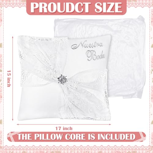 SmoothNovelty 2 Set Wedding Kneeling Pillows 17 x 15 Inch Embroidered Nuestra Boda with Pillows Cover Satin and Lace Kneeling Decoration for BodasCojines para Boda - Image 3