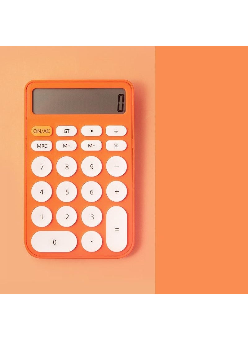 Valkyrie Junno 12 Digit Desktop Calculator with Cute Round Buttons Orange  - Image 1