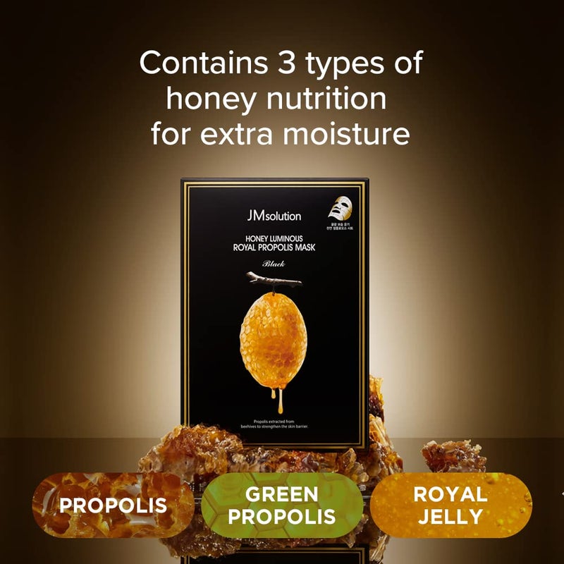 JMsolution Honey Royal Propolis Ampoule Korean Skin care Face Mask -Rich Moisturizing boositng Nutrition -10sheets For All Skin Type - Image 4