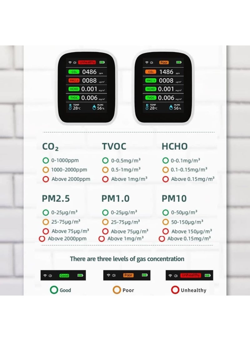 Cobest Air Quality Monitor Indoor, Quality Monitor Detects Carbon Dioxide, 8 in1 Home Air Quality Tester, Smart Home for Indoor Air Quality Test, for Home, Car, Free Smart Life App - Image 4