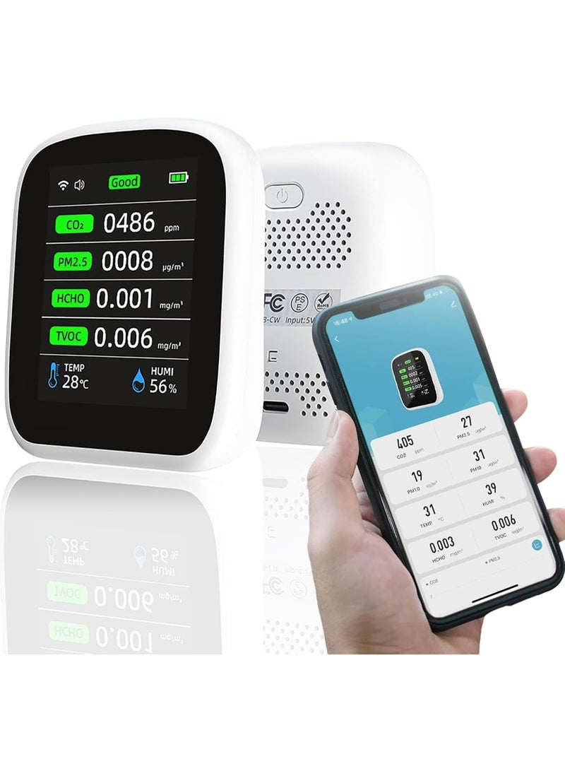Cobest Air Quality Monitor Indoor, Quality Monitor Detects Carbon Dioxide, 8 in1 Home Air Quality Tester, Smart Home for Indoor Air Quality Test, for Home, Car, Free Smart Life App - Image 1