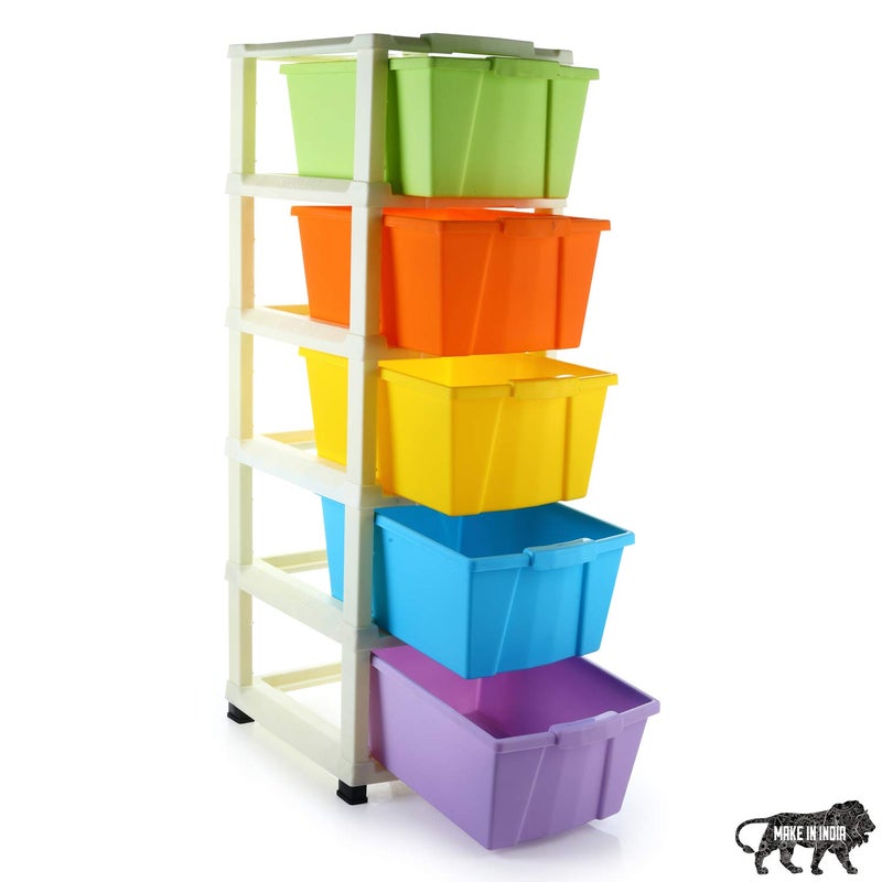 Primelife Modular Drawer Made of Virgin Plastic for Home Office Parlor School Doctors Home and Kids Made In India Multicolor 5 XL - Image 1