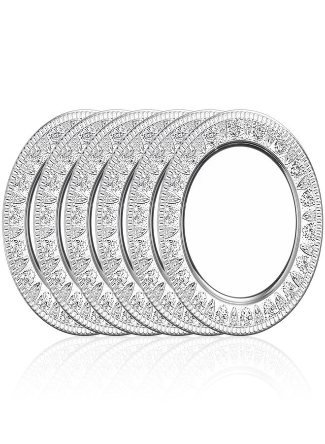 ZENFUN 6 Pack 12" Stainless Steel Charger Plates, Round Metal Plates with Flower Pattern, Large Serving Camping Plates for Home Kichten, Banquets, Parties, Restaurants - Image 2