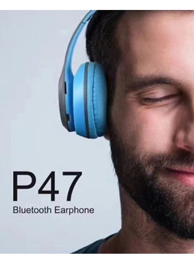BSNL Wireless Bluetooth On-Ear Stereo Foldable Headphone Blue - Image 3