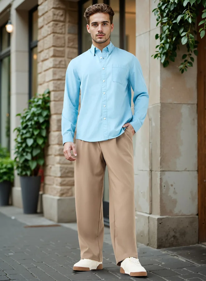 Lee Cooper Lee Cooper Regular Fit Collared Shirt with Chest Pocket